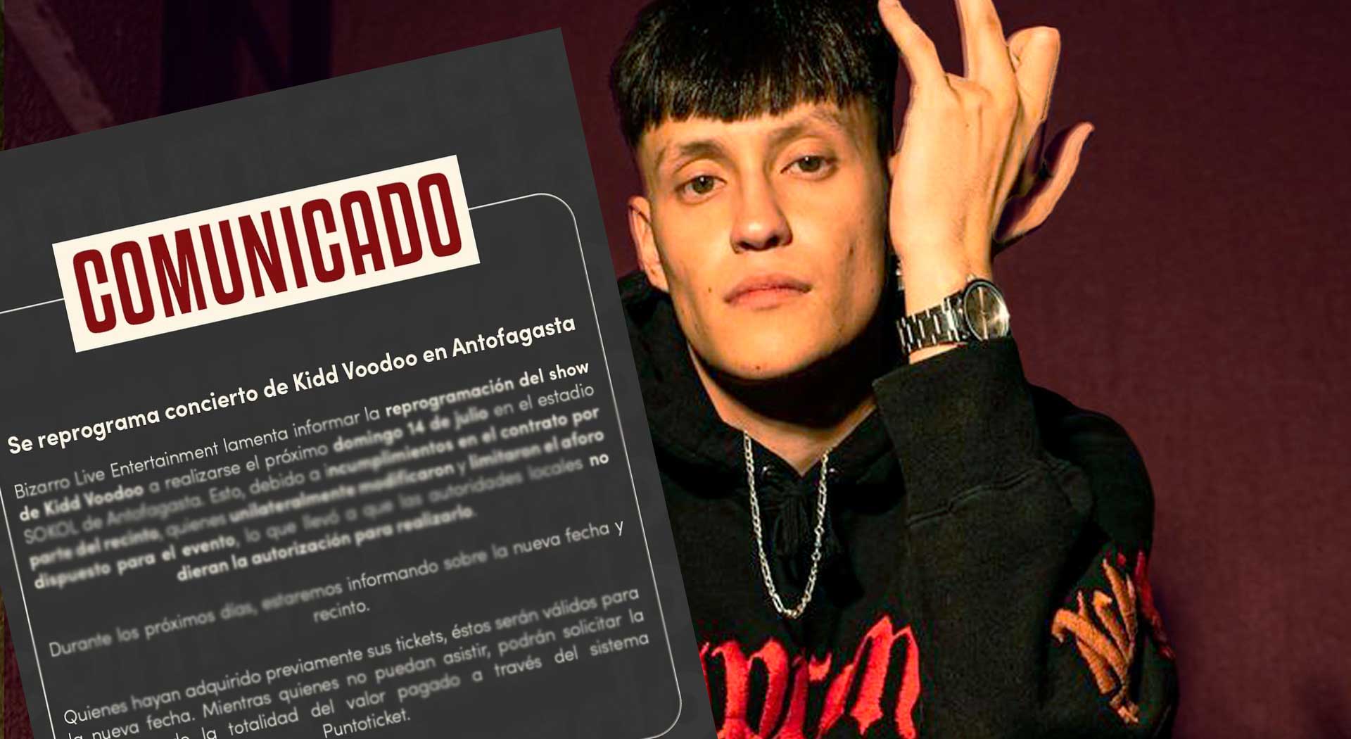 Concierto de Kidd Voodoo en Antofagasta reprogramado a última hora y con polémica